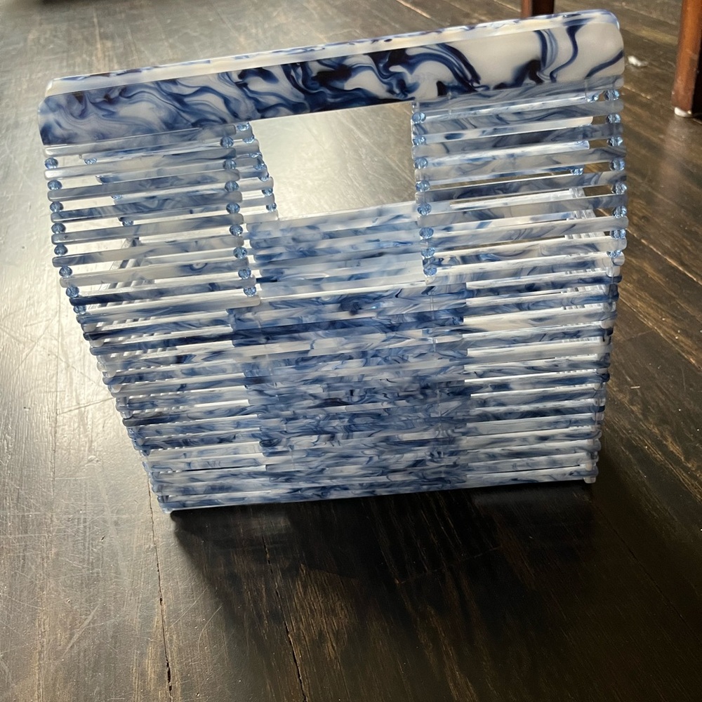 Blue and White Marbled Acrylic Handbag - Anthropologie (like Cult Gaia Ark bag)
